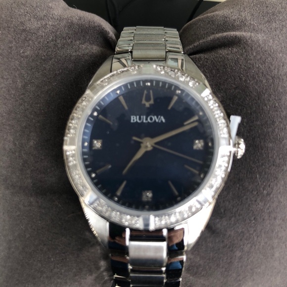 Bulova 96R243 Women’s Stainless Steel Diamond Accent Watch 32mm NWT - Picture 3 of 13